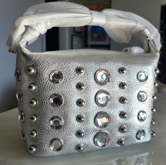Rebecca Minkoff Stone Studded Shoulder Bag, Silver, NWT - Picture 7 of 16